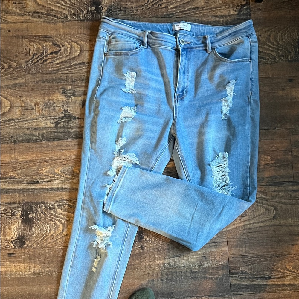 Distressed Light Blue Skinny Jeans, 16